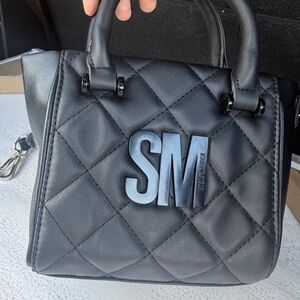 Steve Madden Black Quilted Mini Top-Handle Bag